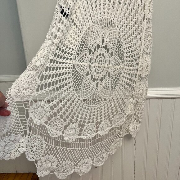 NWT White Cotton Boho Hippie Crochet High-Low Top, Size Small - Picture 7 of 12